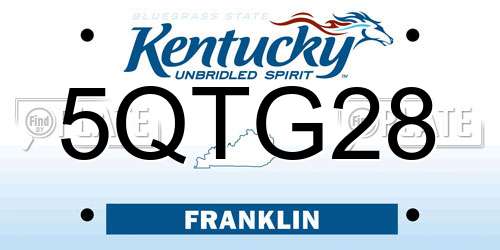 5QTG28 Kentucky License Plate