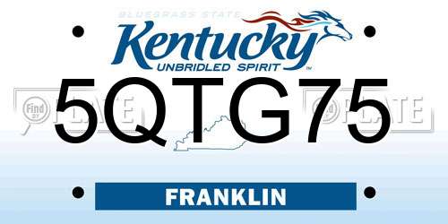 5QTG75 Kentucky License Plate