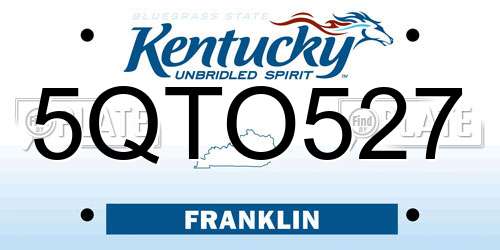 5QTO527 Kentucky License Plate
