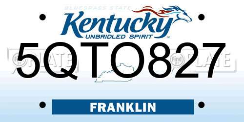 5QTO827 Kentucky License Plate