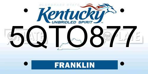 5QTO877 Kentucky License Plate