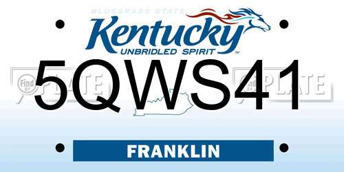 5QWS41 Kentucky License Plate