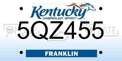 5QZ455 Kentucky License Plate