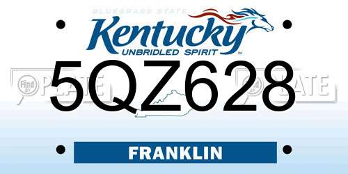 5QZ628 Kentucky License Plate