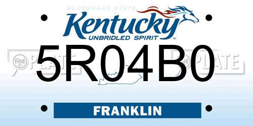 5R04B0 Kentucky License Plate
