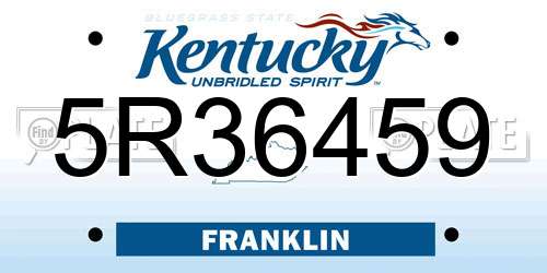 5R36459 Kentucky License Plate