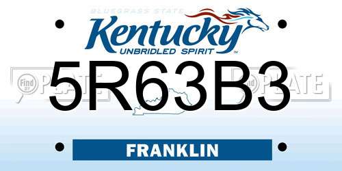 5R63B3 Kentucky License Plate