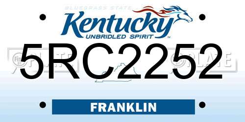 5RC2252 Kentucky License Plate