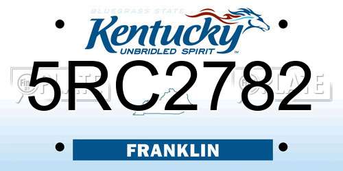5RC2782 Kentucky License Plate