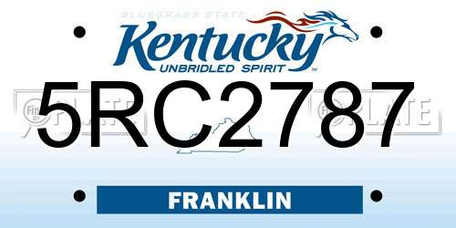 5RC2787 Kentucky License Plate