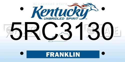 5RC3130 Kentucky License Plate