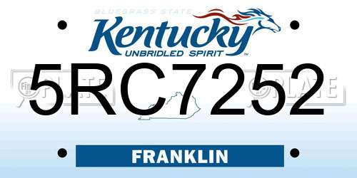 5RC7252 Kentucky License Plate
