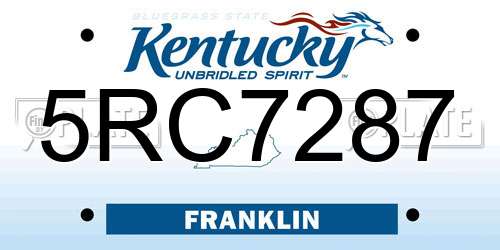 5RC7287 Kentucky License Plate