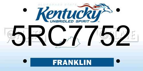 5RC7752 Kentucky License Plate