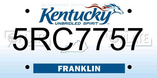 5RC7757 Kentucky License Plate