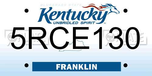 5RCE130 Kentucky License Plate
