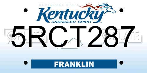 5RCT287 Kentucky License Plate