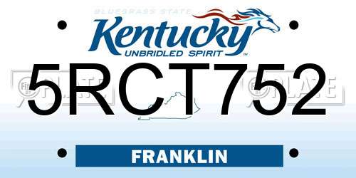 5RCT752 Kentucky License Plate