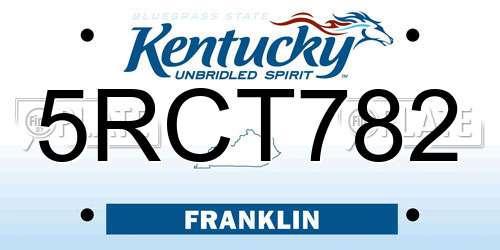 5RCT782 Kentucky License Plate
