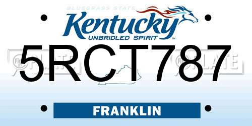 5RCT787 Kentucky License Plate