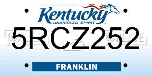 5RCZ252 Kentucky License Plate