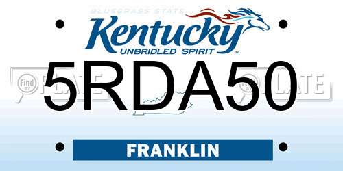5RDA50 Kentucky License Plate