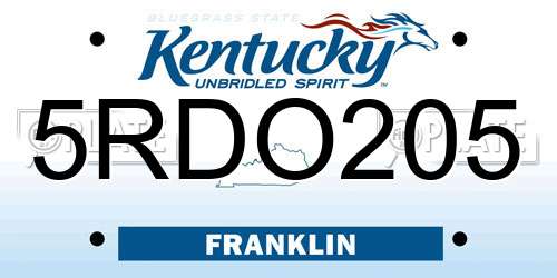 5RDO205 Kentucky License Plate