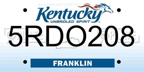 5RDO208 Kentucky License Plate