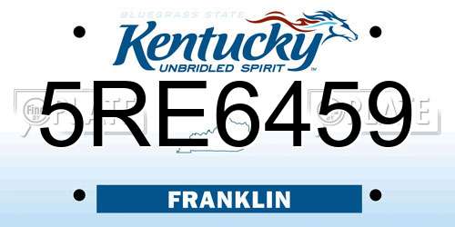 5RE6459 Kentucky License Plate