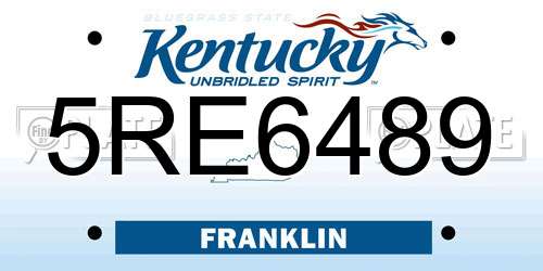 5RE6489 Kentucky License Plate