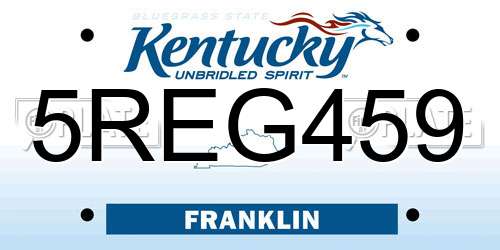 5REG459 Kentucky License Plate
