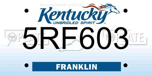 5RF603 Kentucky License Plate