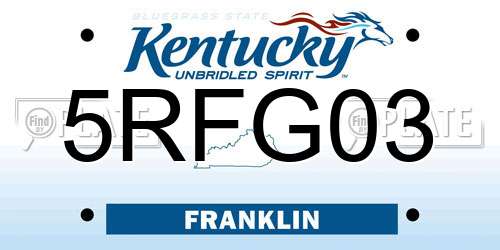 5RFG03 Kentucky License Plate