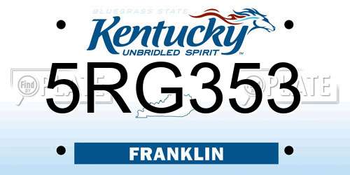 5RG353 Kentucky License Plate