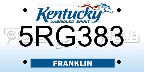 5RG383 Kentucky License Plate
