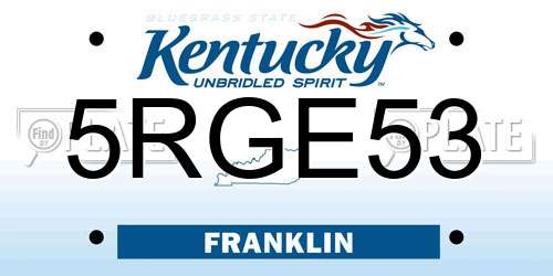 5RGE53 Kentucky License Plate
