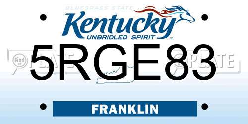 5RGE83 Kentucky License Plate