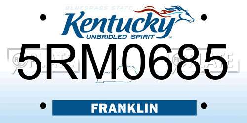 5RM0685 Kentucky License Plate
