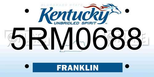 5RM0688 Kentucky License Plate