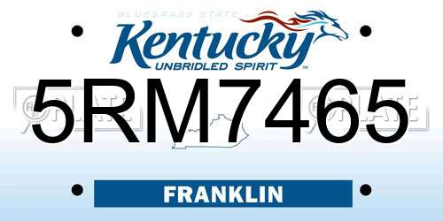 5RM7465 Kentucky License Plate
