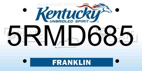 5RMD685 Kentucky License Plate