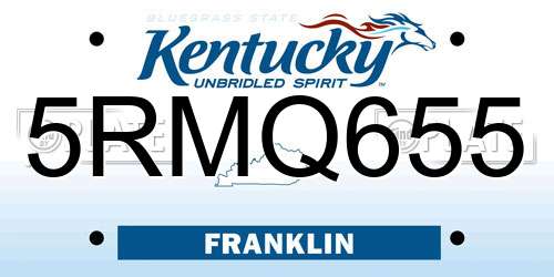 5RMQ655 Kentucky License Plate