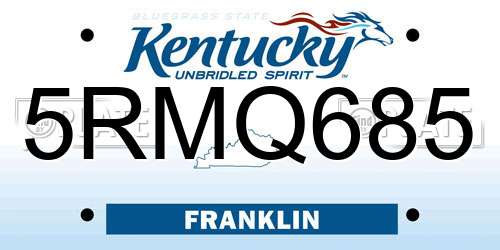 5RMQ685 Kentucky License Plate