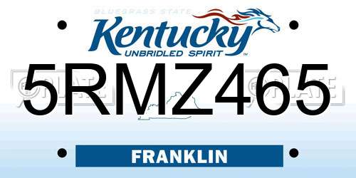 5RMZ465 Kentucky License Plate
