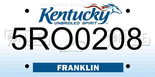5RO0208 Kentucky License Plate
