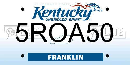 5ROA50 Kentucky License Plate