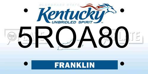 5ROA80 Kentucky License Plate