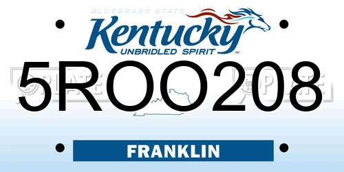 5ROO208 Kentucky License Plate