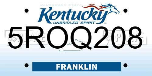 5ROQ208 Kentucky License Plate