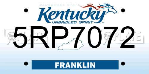 5RP7072 Kentucky License Plate